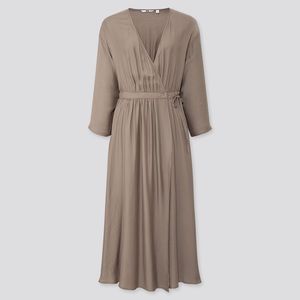 3/4 Sleeve Long Wrap Dress Uniqlo